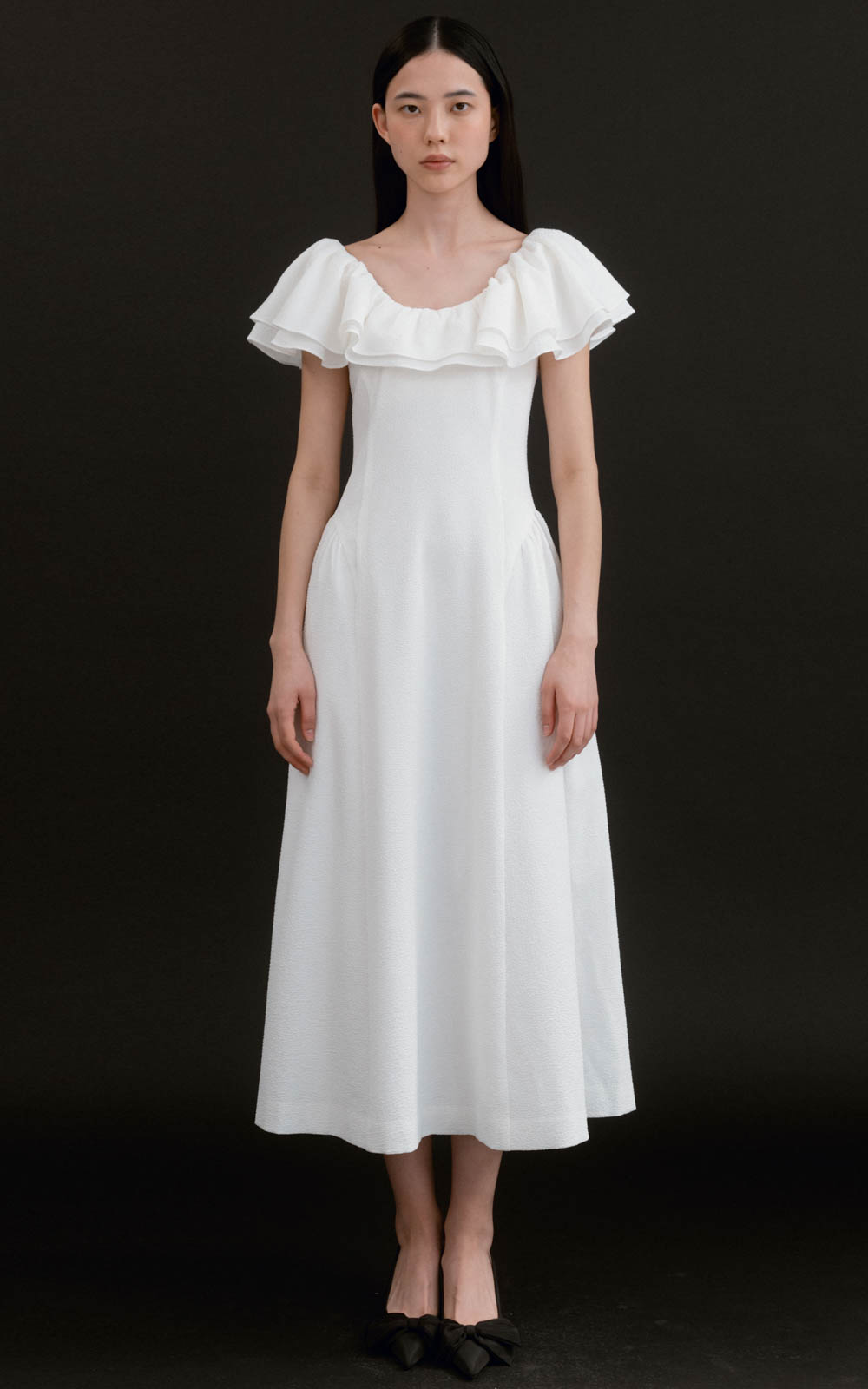 CO LILLY DOUBLE RUFFLE DRESS_IVORY