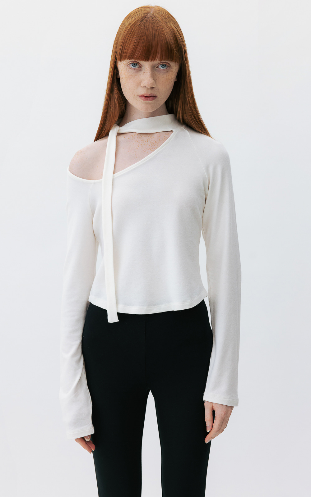 CO LONG SLEEVE SCARF JERSEY T-SHIRT_IVORY